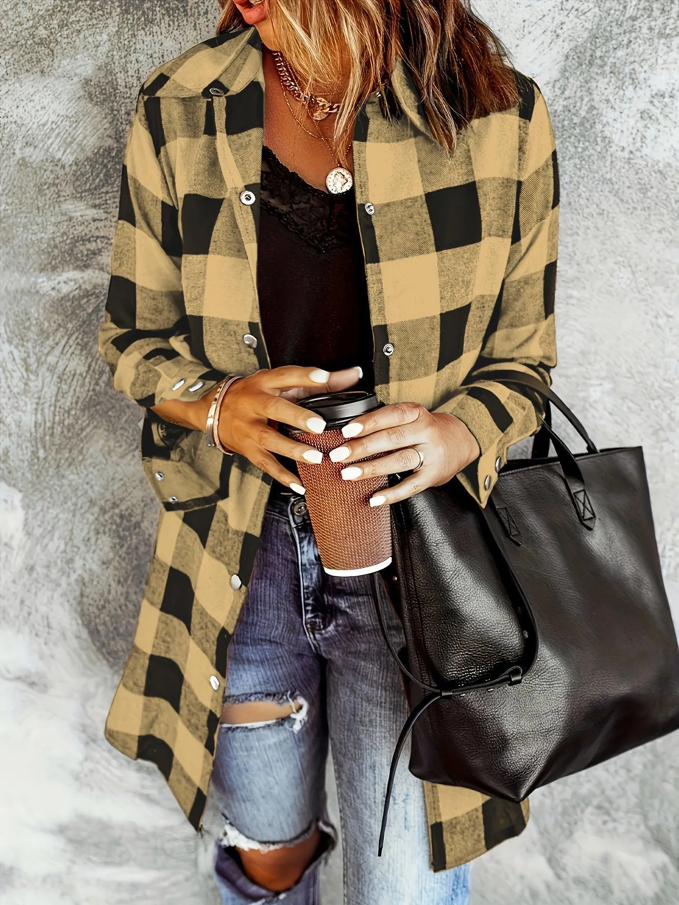 Plaid Casual Long Sleeve Shirt For Women