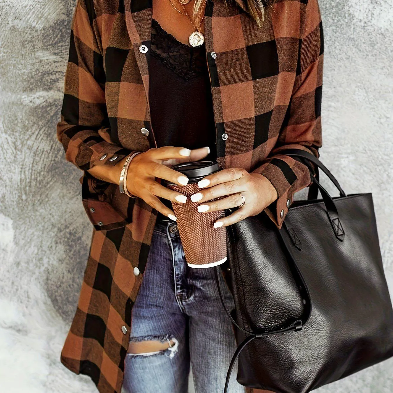 Plaid Casual Long Sleeve Shirt For Women