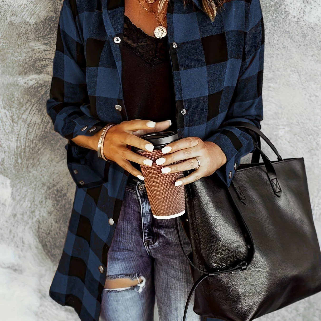 Plaid Casual Long Sleeve Shirt For Women