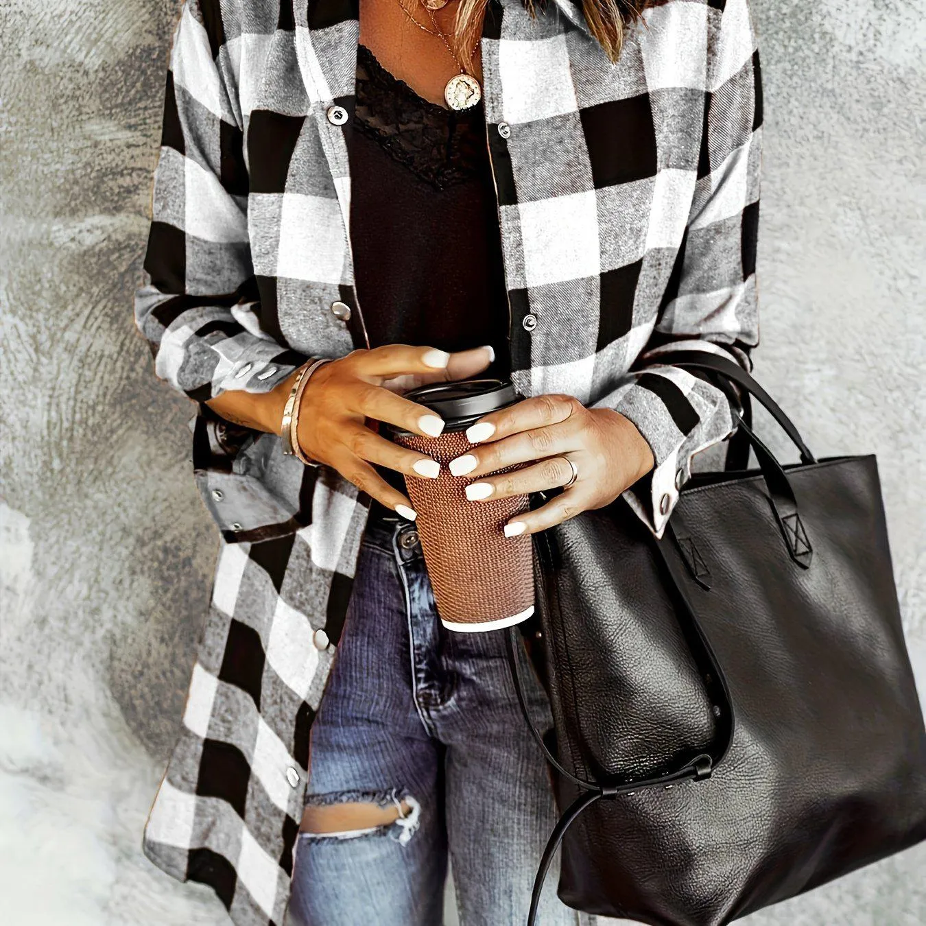 Plaid Casual Long Sleeve Shirt For Women