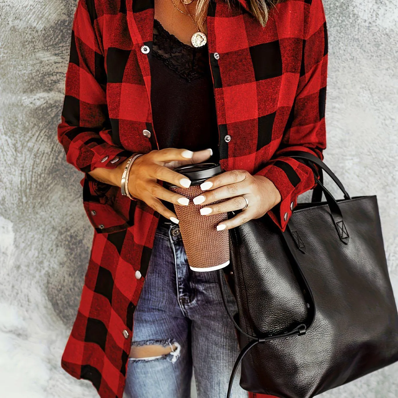 Plaid Casual Long Sleeve Shirt For Women