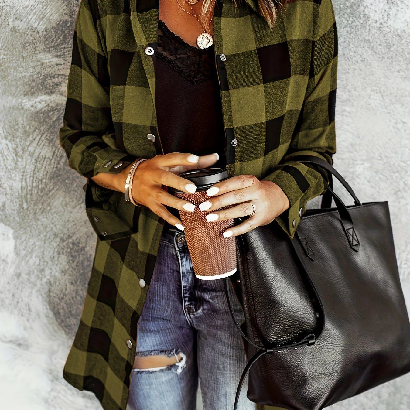 Plaid Casual Long Sleeve Shirt For Women