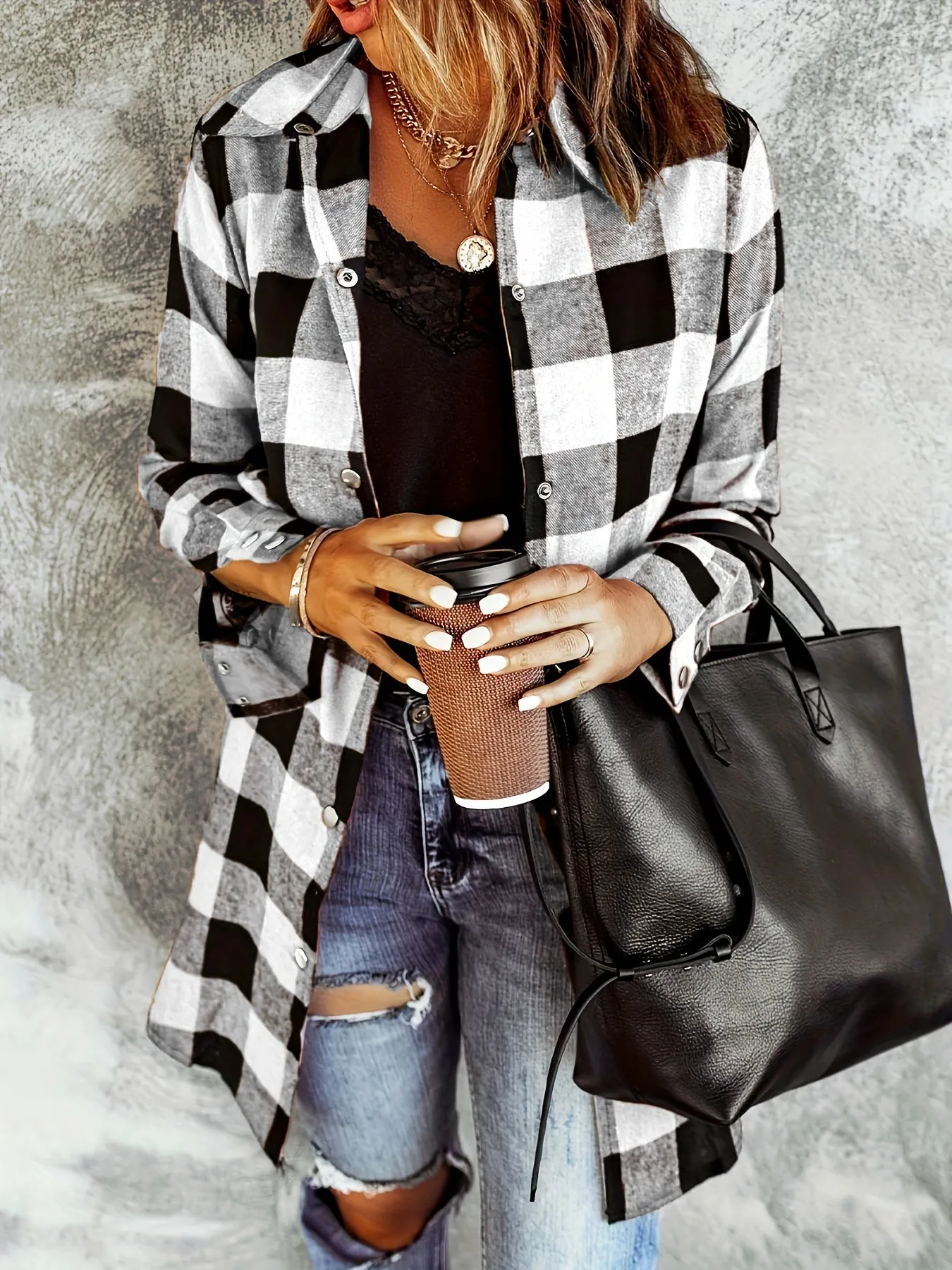 Plaid Casual Long Sleeve Shirt For Women