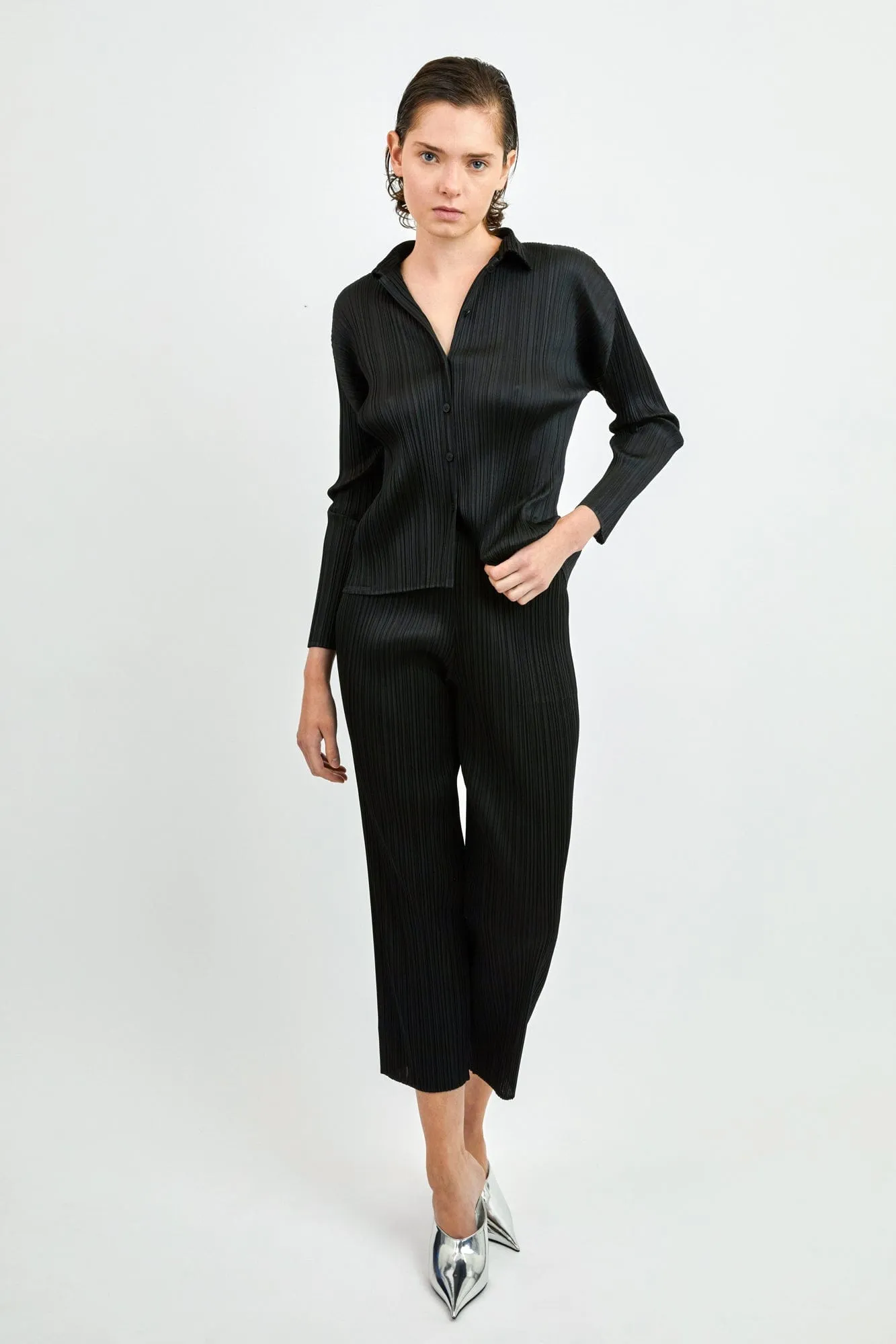 Pleats Please Issey Miyake Basics Shirts in Black