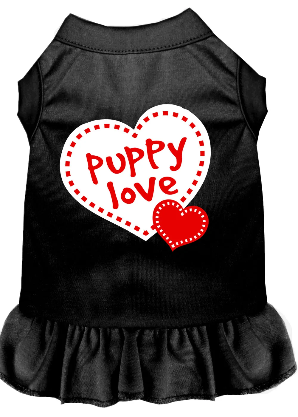 Puppy Love Screen Print Dress Black Xs