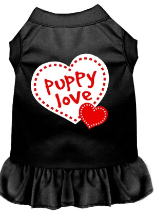 Puppy Love Screen Print Dress Black Xs