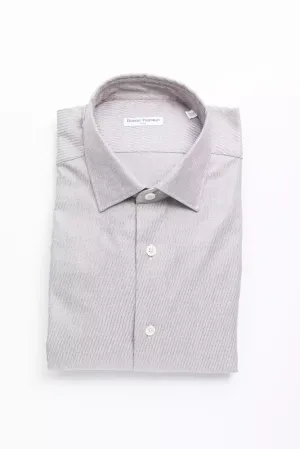 Robert Friedman Timeless Beige Cotton Slim Collar Shirt