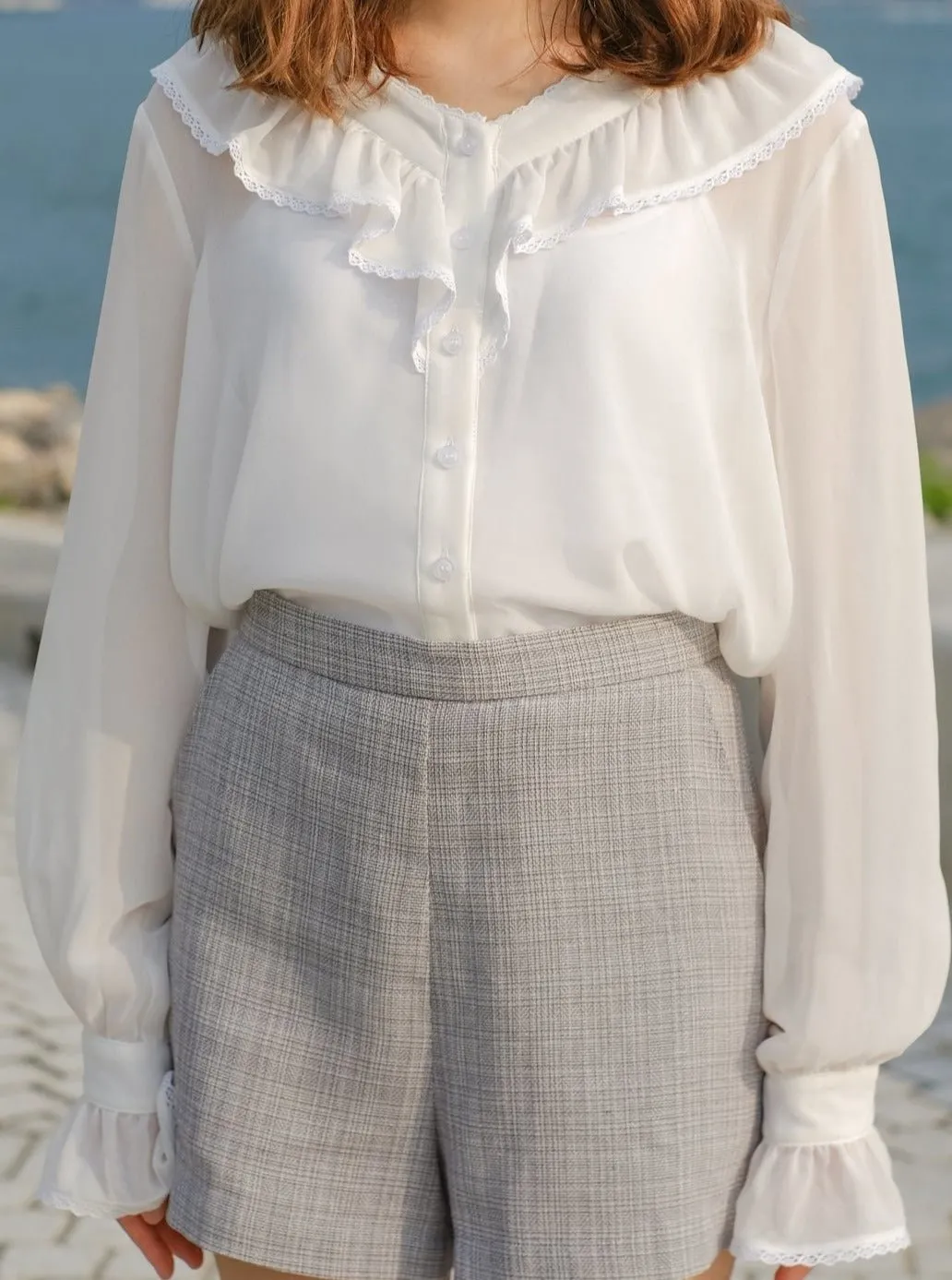 Ruffled Button-up Top*