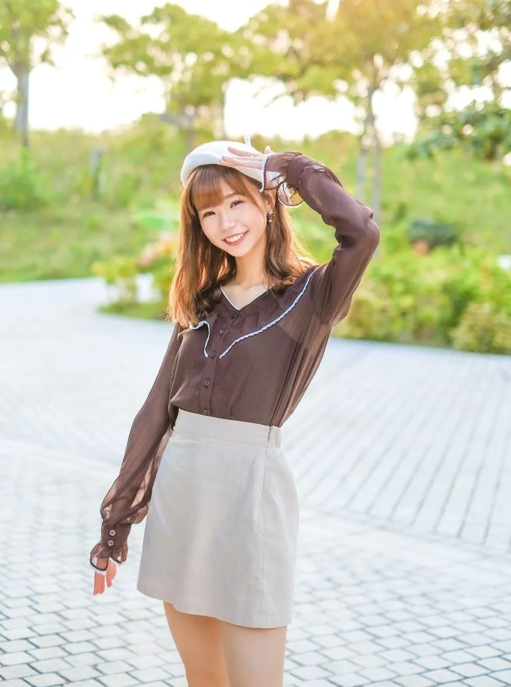 Ruffled Button-up Top*
