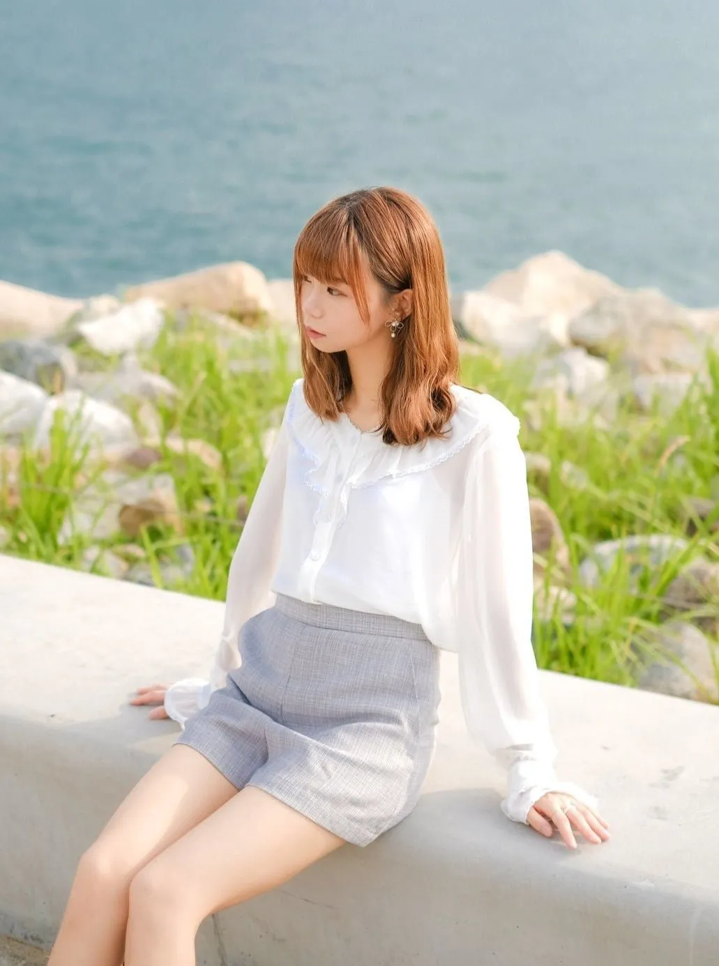 Ruffled Button-up Top*