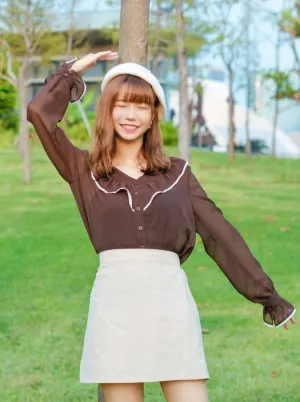 Ruffled Button-up Top*