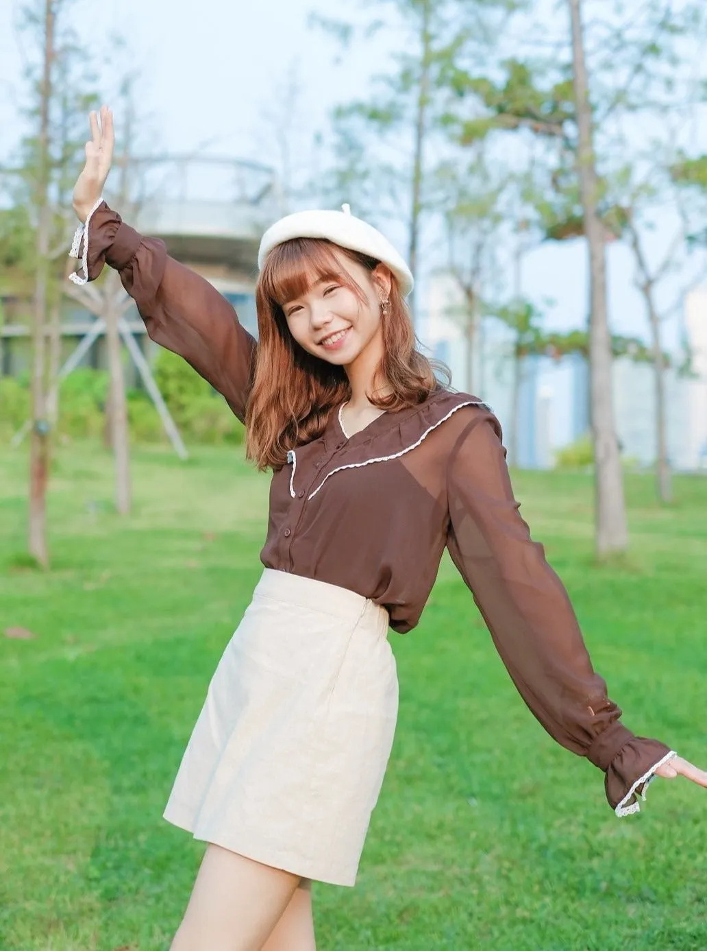 Ruffled Button-up Top*
