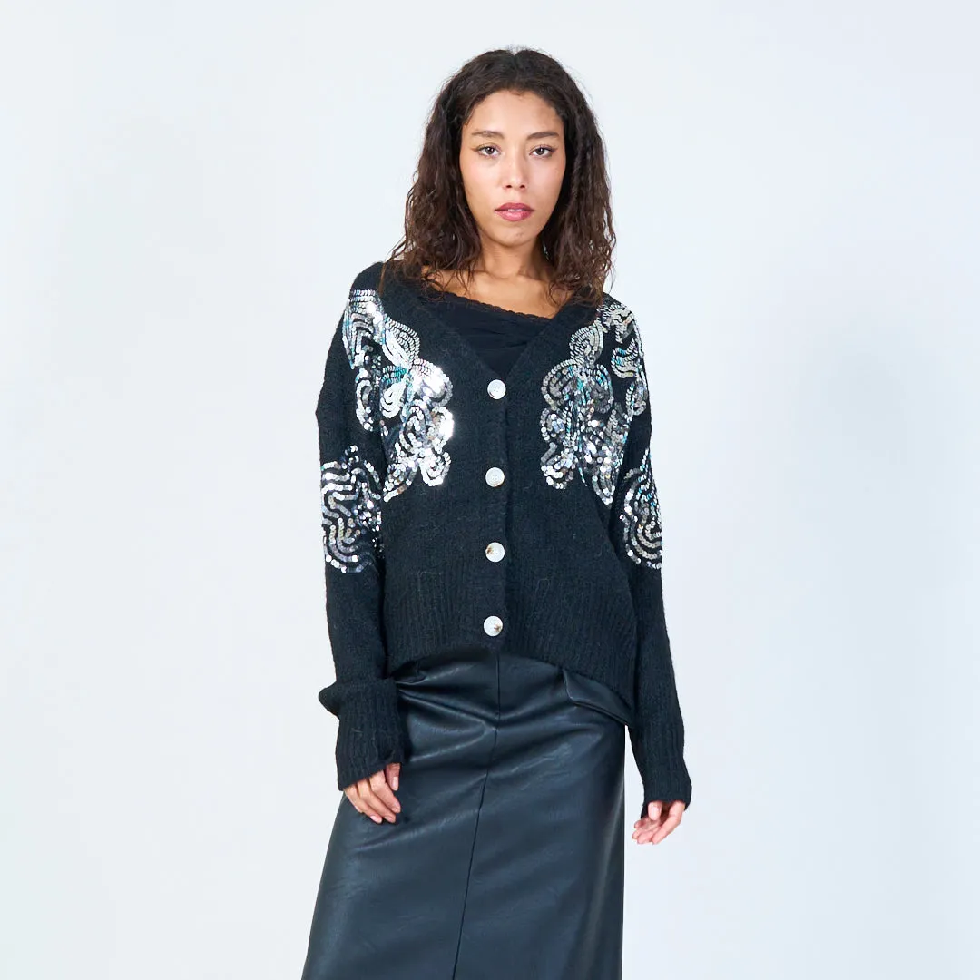 Sequin-embellished knit cardigan wholesale
