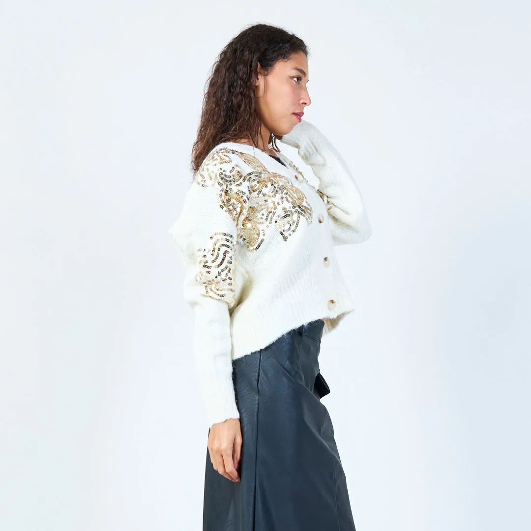 Sequin-embellished knit cardigan wholesale