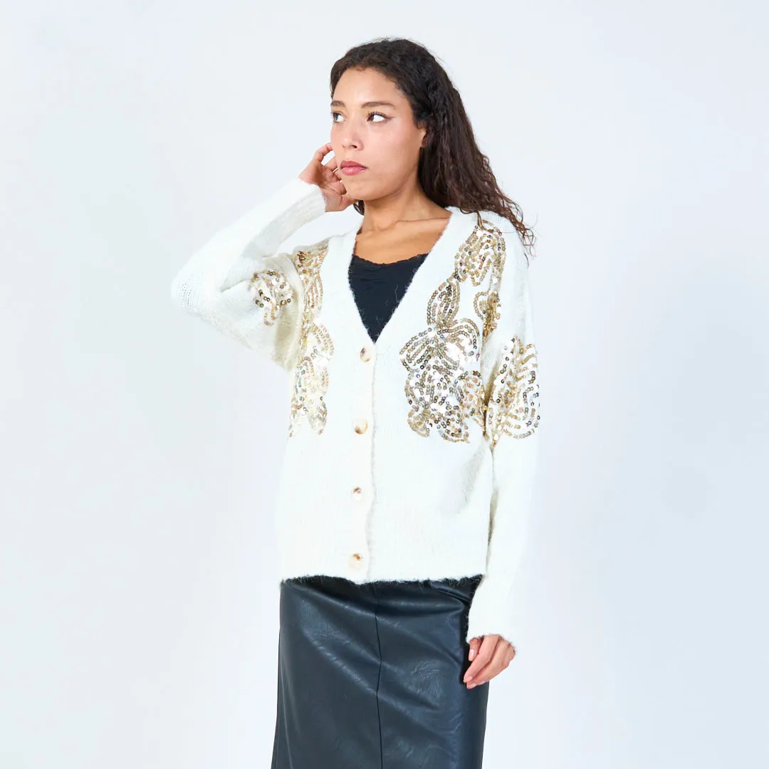Sequin-embellished knit cardigan wholesale