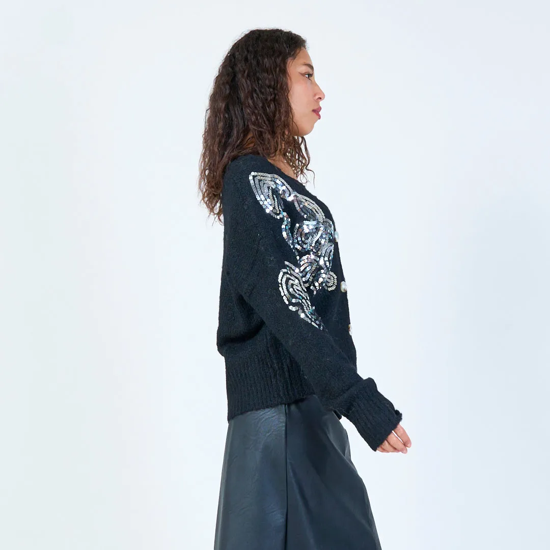 Sequin-embellished knit cardigan wholesale