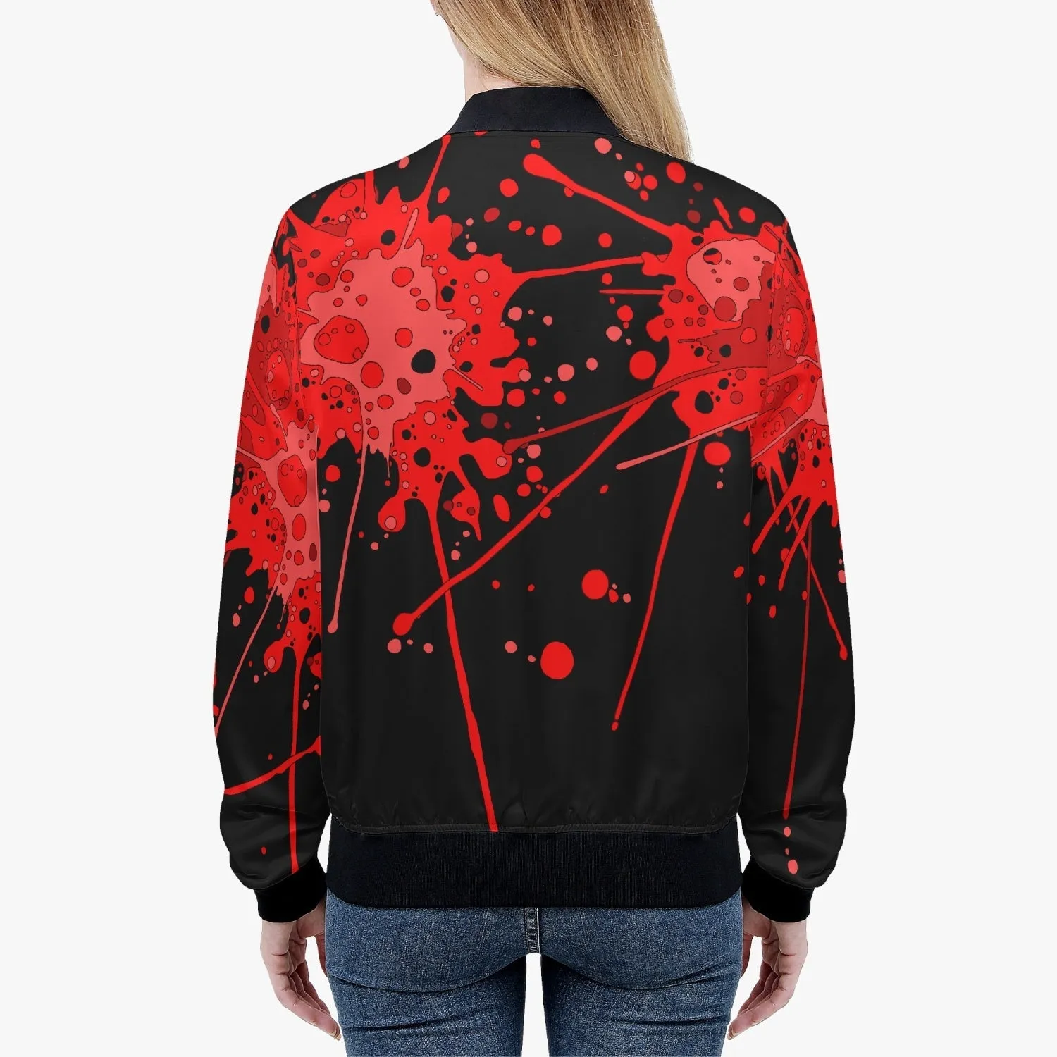 Sickstem, Red Paint Splash Lightweight Women's Bomber Jacket
