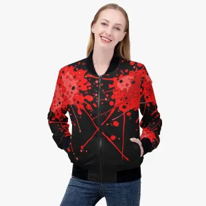 Sickstem, Red Paint Splash Lightweight Women's Bomber Jacket