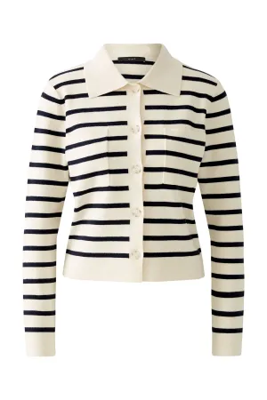Striped Cardigan - Navy & Off White