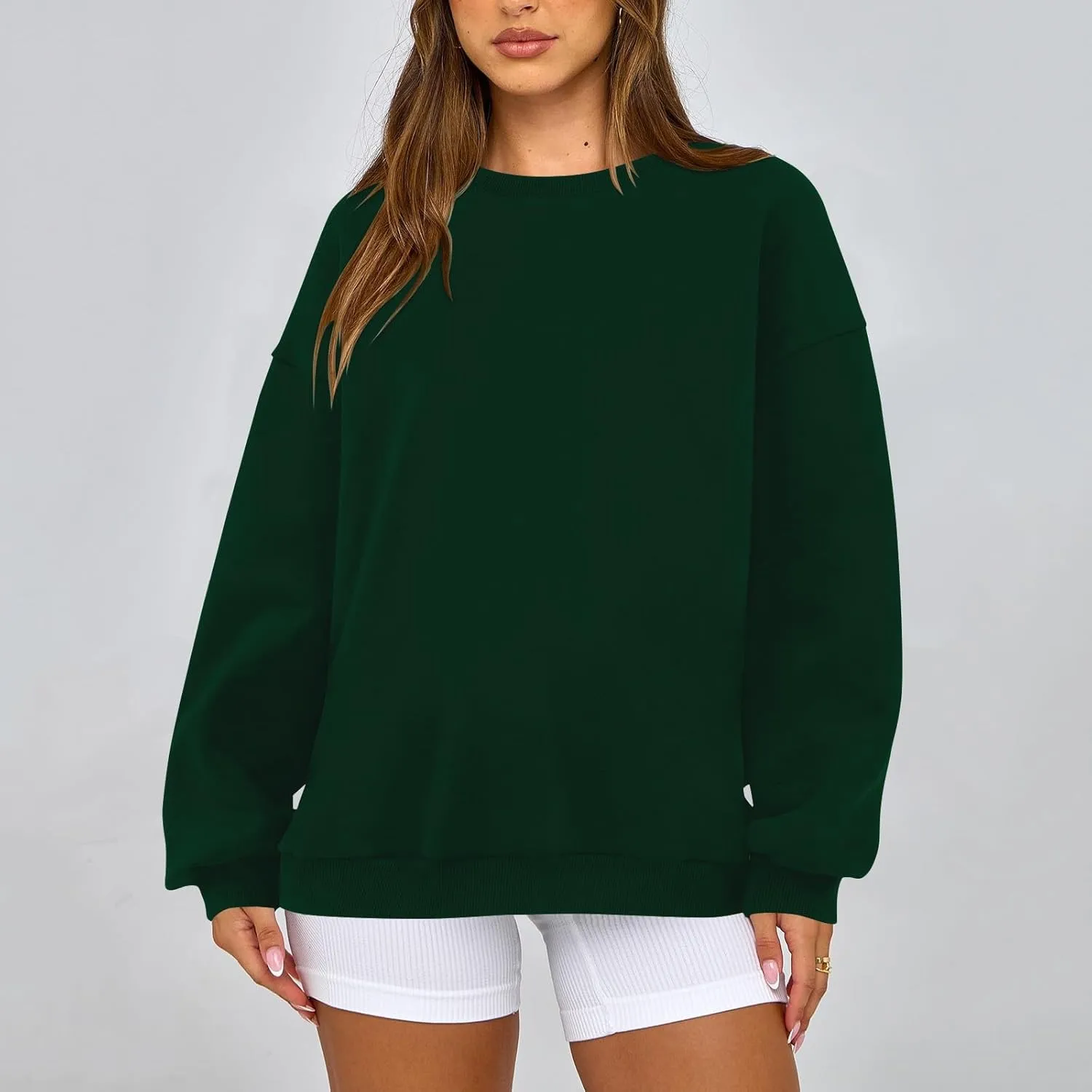 Sweatshirts For Women Oversized Crewneck Long Sleeve Hoodie Pullover Trendy Solid Fall Winter Clothes 2024