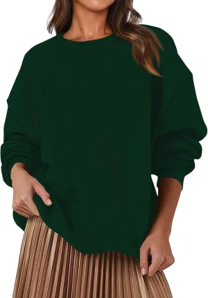 Sweatshirts For Women Oversized Crewneck Long Sleeve Hoodie Pullover Trendy Solid Fall Winter Clothes 2024