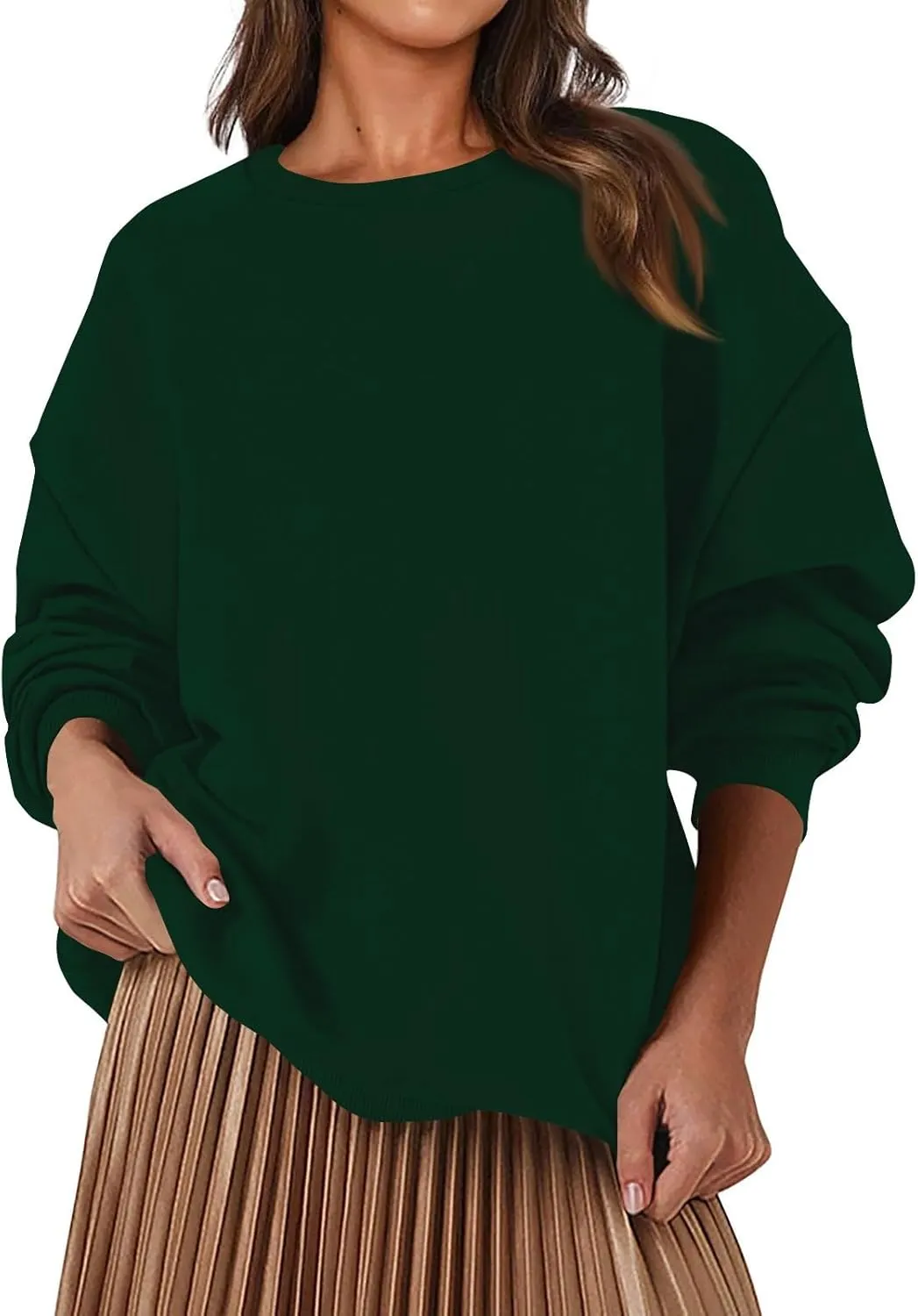 Sweatshirts For Women Oversized Crewneck Long Sleeve Hoodie Pullover Trendy Solid Fall Winter Clothes 2024