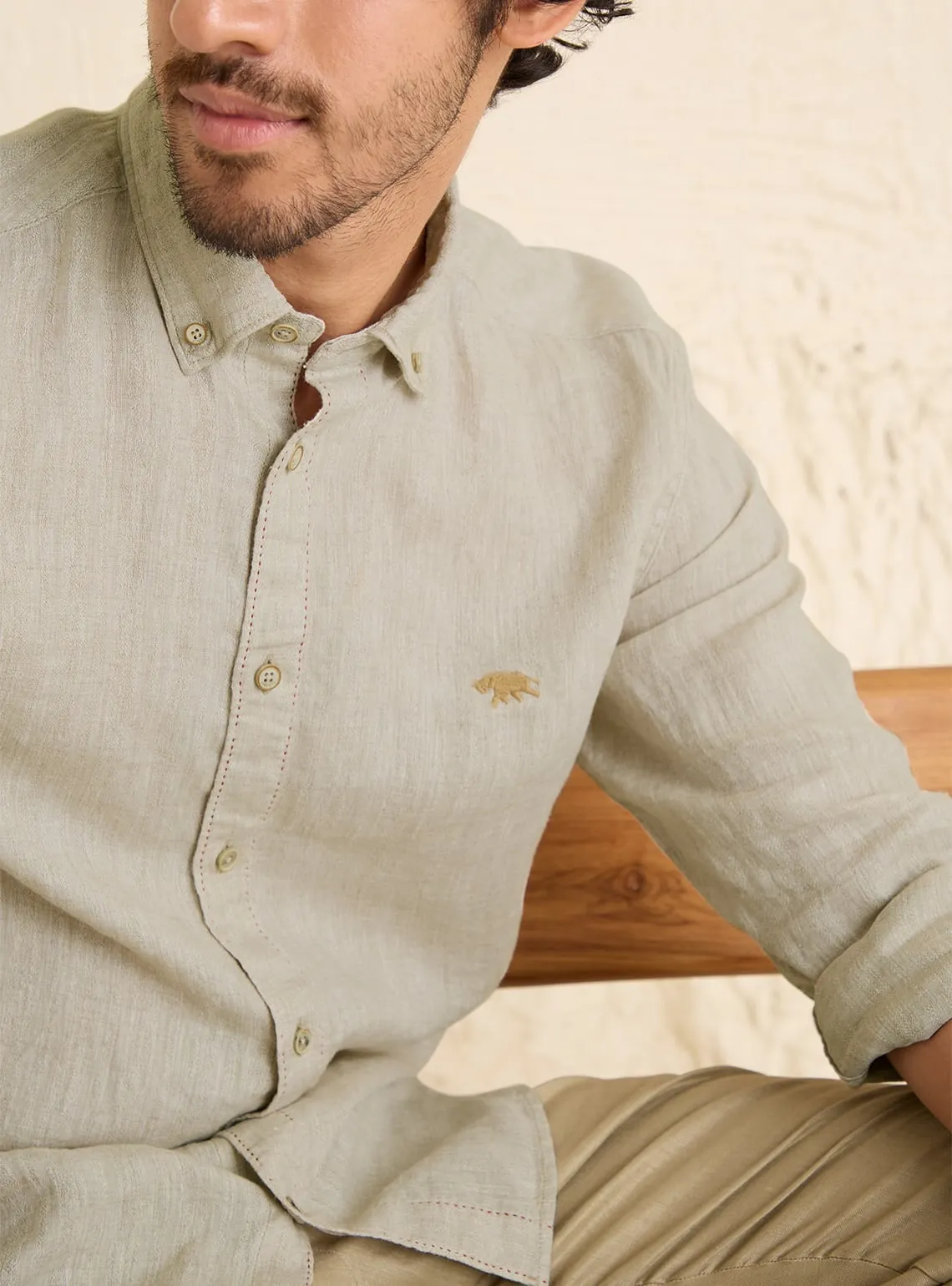 Walnut Cream Linen Shirt