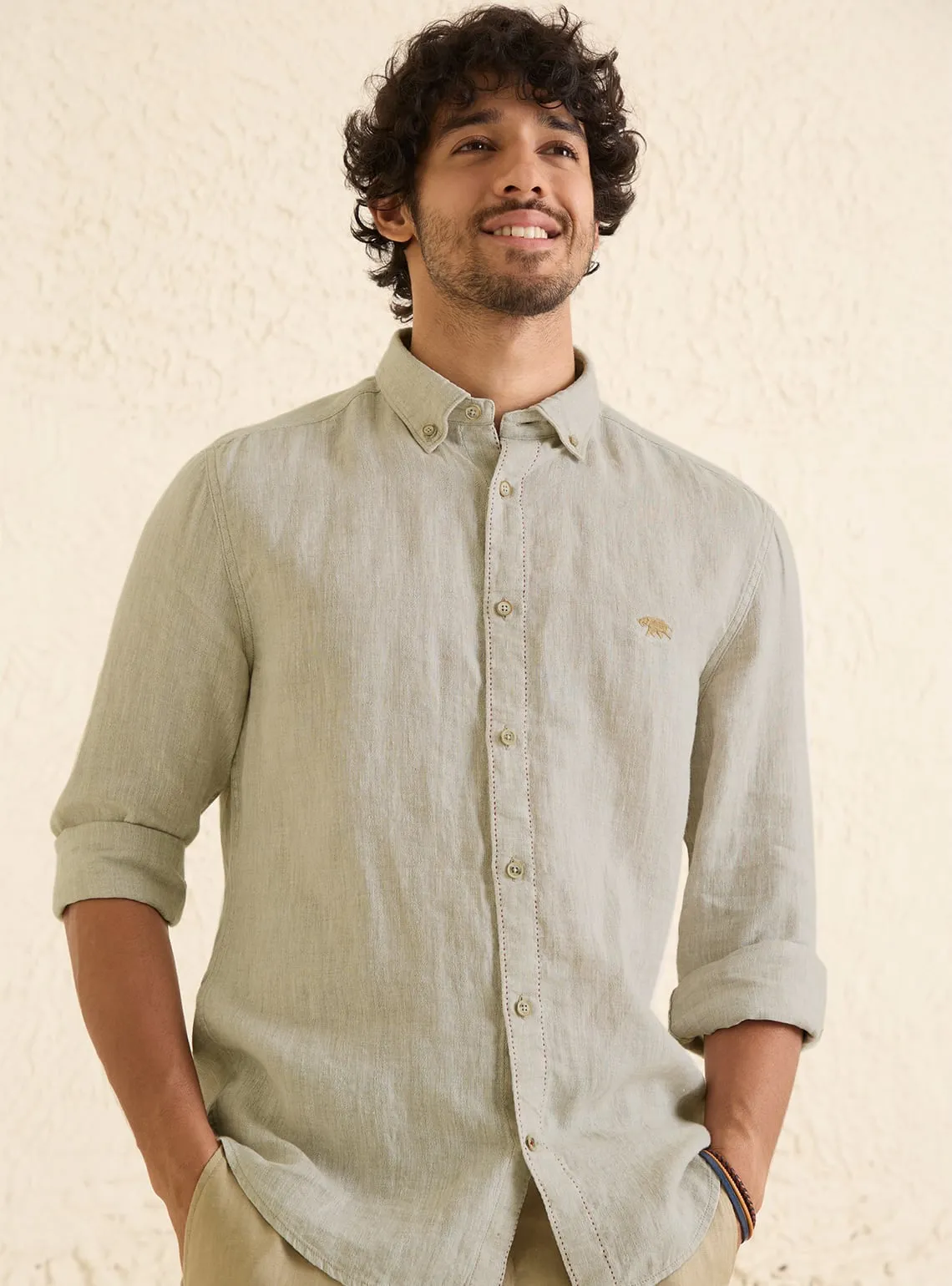 Walnut Cream Linen Shirt