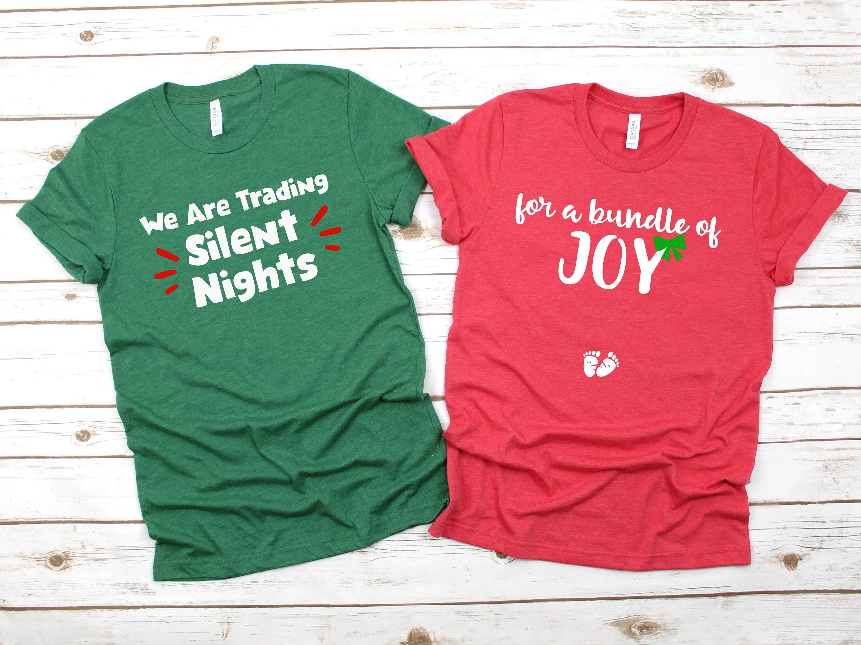 We Are Trading Silent Nights for A Bundle of Joy Christmas Shirt - Funny Christmas Couple Shirts -Pregnancy Baby Announcement - Baby Reveal