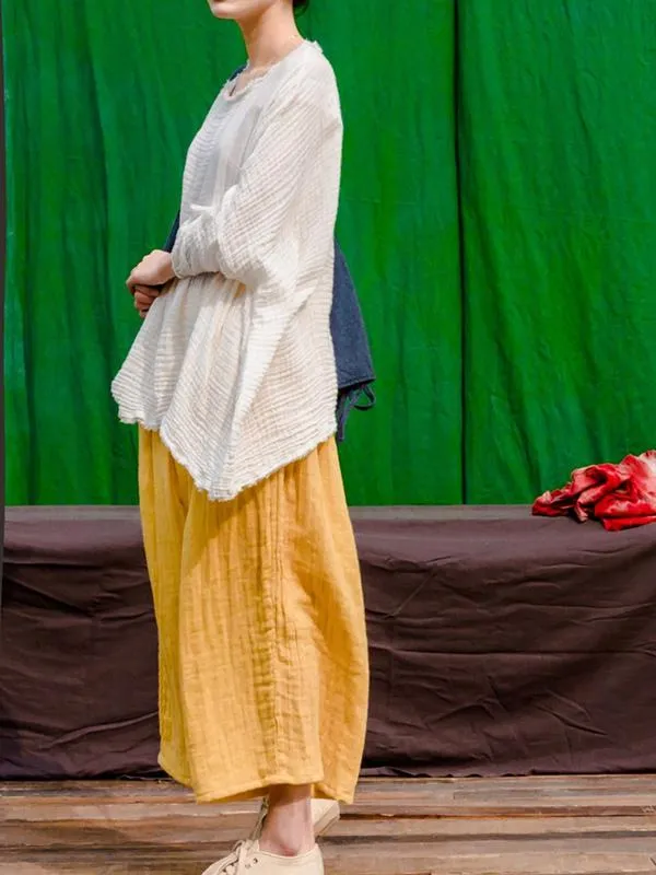 White Fringed Cotton T-shirt