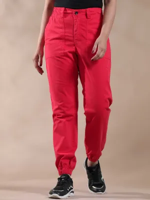 Women Vintage Red Jogger Pants