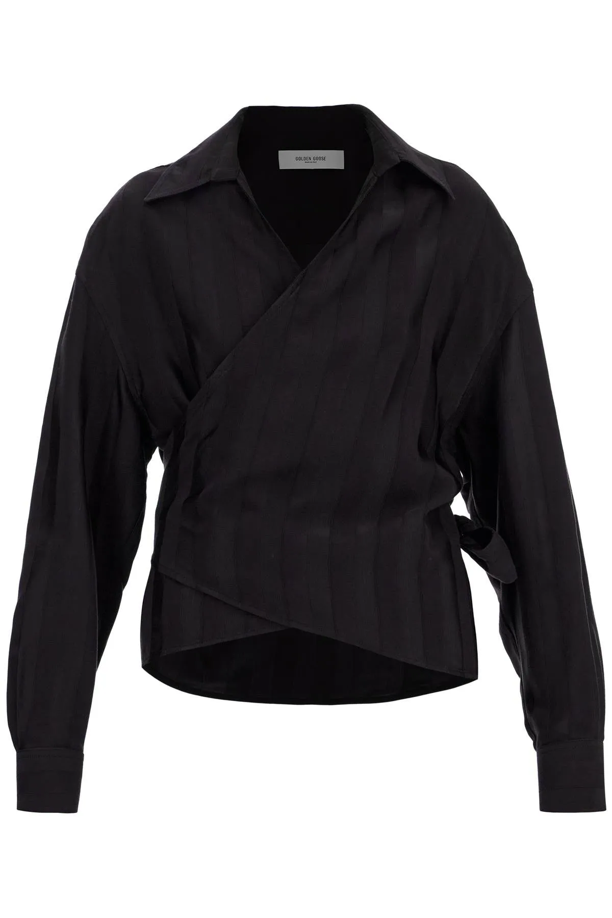 women's wrap shirt in night stripe viscose GWP02146 P001907 NIGHT SHADE